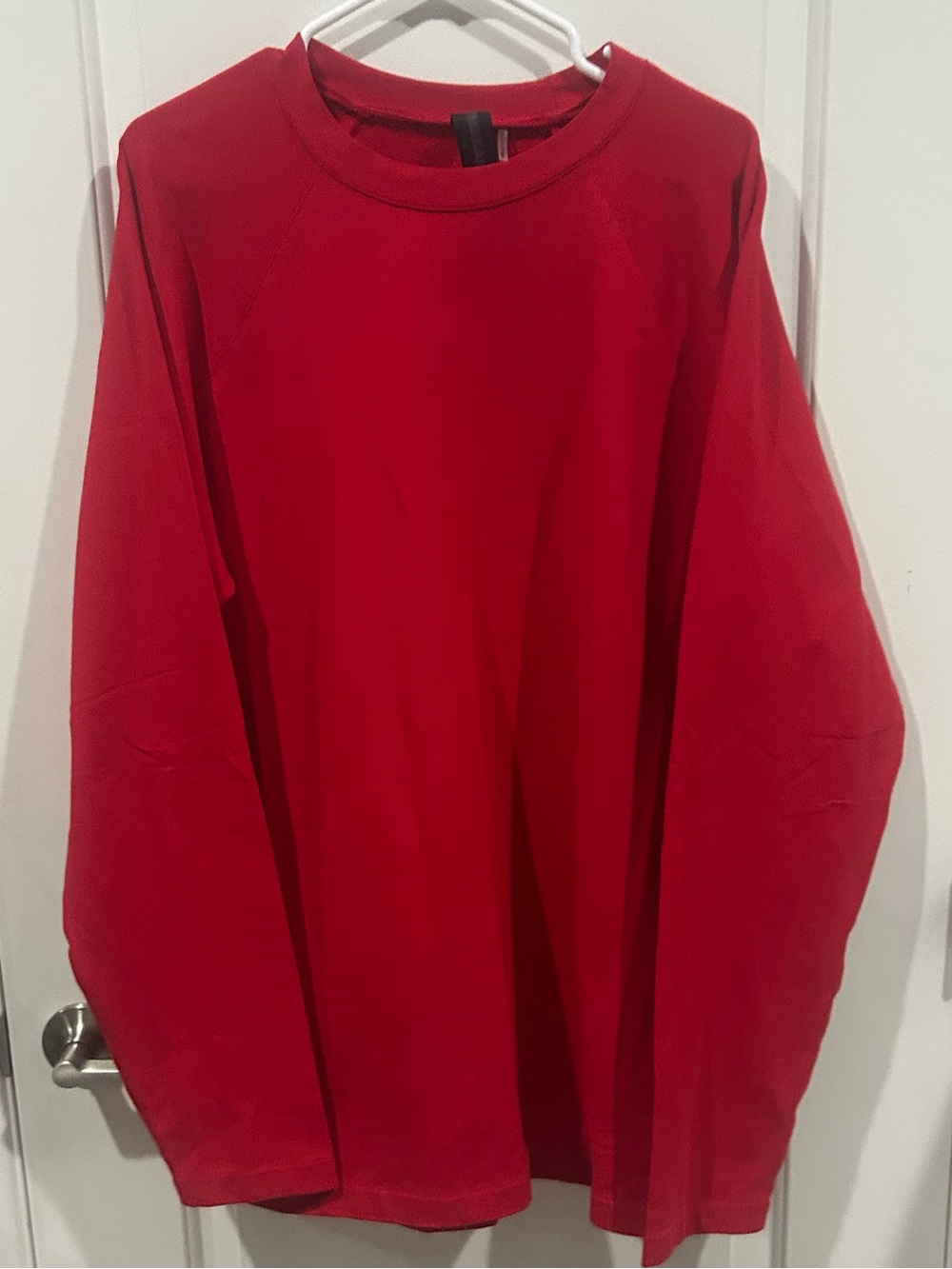 Norma Kamali Red Long-Sleeve Crewneck Sweatshirt Dress